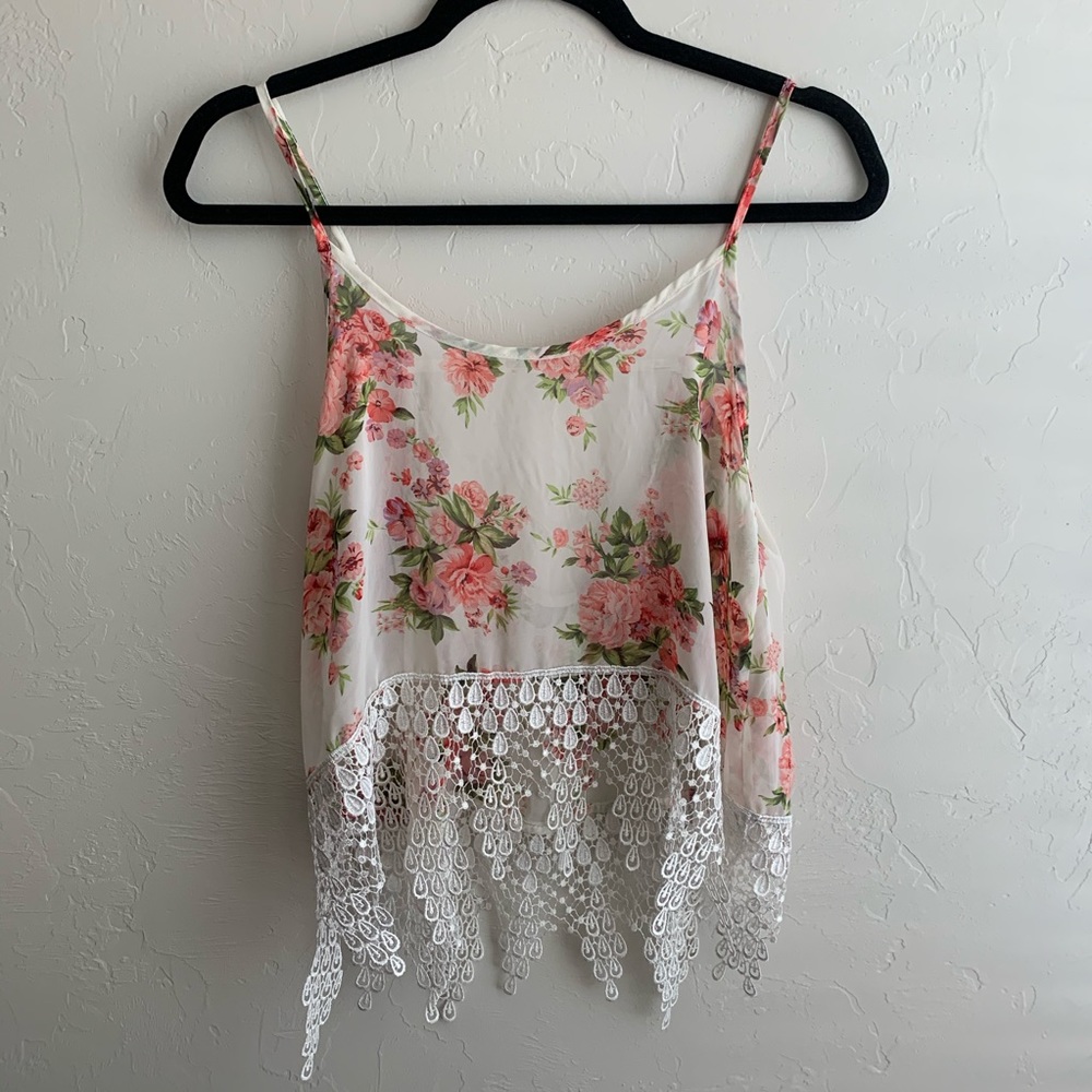 Floral And Lace Crop Top Size S